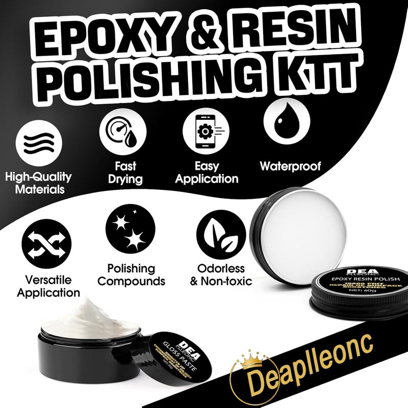 DEAPLLEONC Epoxy Resin Polishing Kit, Epoxy Resin Polishing Compound is Specially Formulated for High-Gloss Finishes, Removing Surface Scratches and Restoring The Luster - Image 5